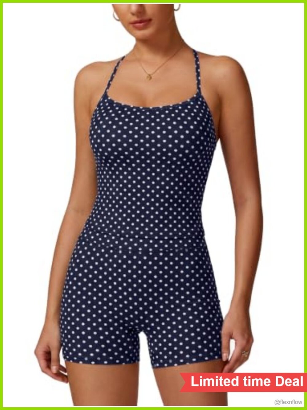 2-Piece Workout Set Cross Back Tank Top and High Waist Biker Shorts